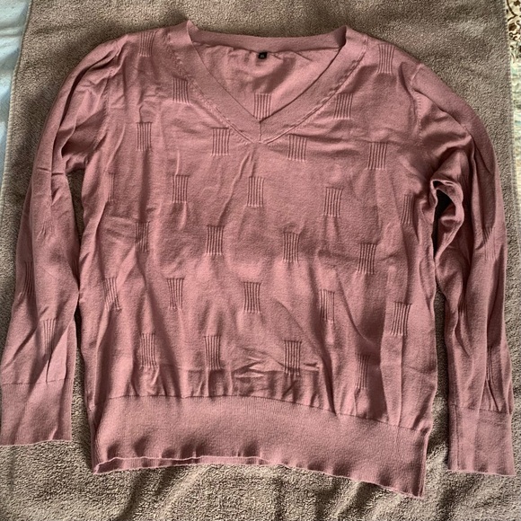 💜Arach & Cloz Sweater V Neck Casual Pullover Cozy Gray Purple - Size XL - Picture 3 of 10